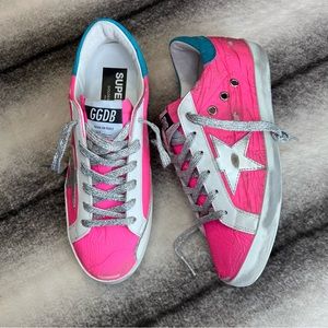 Golden Goose Fuchsia and Metallic Sneakers